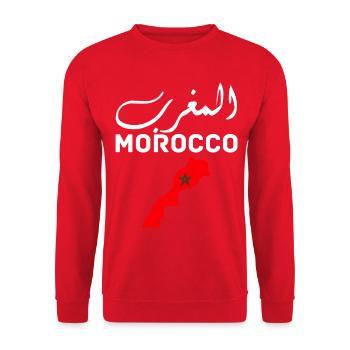 Morocco Graphic Funny Morocco Nation Flag Morocco - Sweat-shirt Unisexe - rouge - Devant - Alina (178cm) & Michal (187cm)