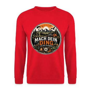Mach Dein Ding: Outdoor Abenteuer - Unisex Pullover - Rot - Vorne - Alina (178cm) & Michal (187cm)