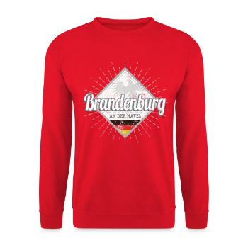 Brandenburg an der Havel Stadt in Deutschland - Unisex Pullover - Rot - Vorne - Alina (178cm) & Michal (187cm)