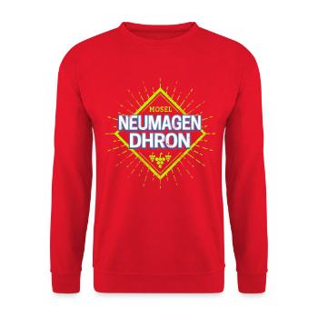 Neumagen-Dhron an der Mosel mit Retro Weintrauben - Unisex Pullover - Rot - Vorne - Alina (178cm) & Michal (187cm)