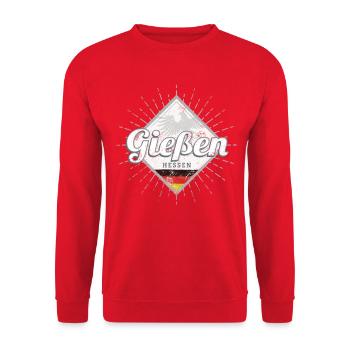Gießen Stadt in Deutschland Hessen Urlaub Souvenir - Unisex Pullover - Rot - Vorne - Alina (178cm) & Michal (187cm)