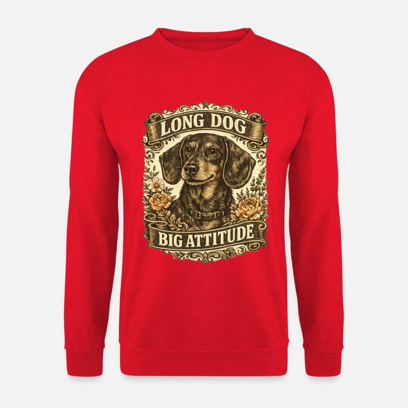 Long Dog Big Attitude Vintage-Abzeichen - Unisex Pullover - Rot