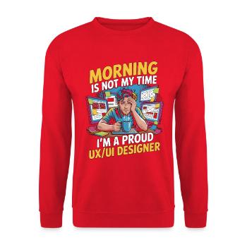 UX/UI Designer Morning Is Not My Time Web Designer - Unisex Pullover - Rot - Vorne - Alina (178cm) & Michal (187cm)