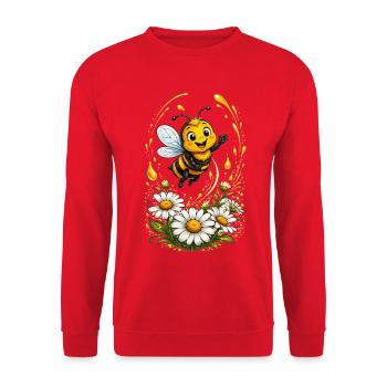 Biene Honig Imker Honigwabe Blumen Wiese Insekt - Unisex Pullover - Rot - Vorne - Alina (178cm) & Michal (187cm)