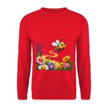 Biene Honig Imker Honigwabe Blumen Wiese Insekt - Unisex Pullover - Rot - Vorne - Alina (178cm) & Michal (187cm)