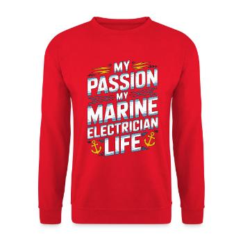 Marine Electrician My Passion My Marine Engineer - Unisex Pullover - Rot - Vorne - Alina (178cm) & Michal (187cm)