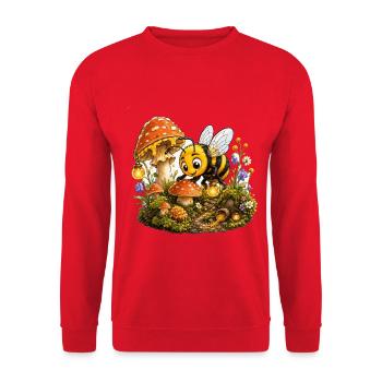 Biene Honig Imker Honigwabe Blumen Wiese Insekt - Unisex Pullover - Rot - Vorne - Alina (178cm) & Michal (187cm)