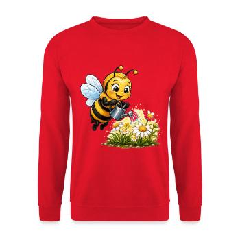 Biene Honig Imker Honigwabe Blumen Wiese Insekt - Unisex Pullover - Rot - Vorne - Alina (178cm) & Michal (187cm)