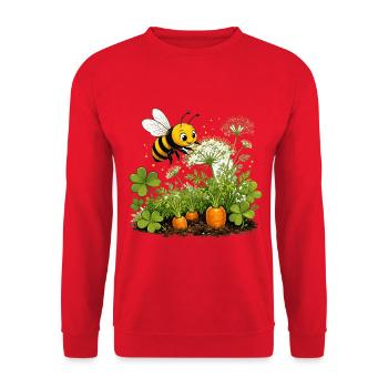 Biene Honig Imker Honigwabe Blumen Wiese Insekt - Unisex Pullover - Rot - Vorne - Alina (178cm) & Michal (187cm)