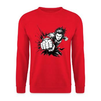 Coup de poing de combat manga - Sweat-shirt Unisexe - rouge - Devant - Alina (178cm) & Michal (187cm)