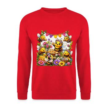 Biene Honig Imker Honigwabe Blumen Wiese Insekt - Unisex Pullover - Rot - Vorne - Alina (178cm) & Michal (187cm)