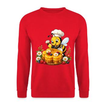Biene Honig Imker Honigwabe Blumen Wiese Insekt - Unisex Pullover - Rot - Vorne - Alina (178cm) & Michal (187cm)
