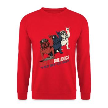 Bulldoggen Rock On Fliegerbrille Vintage - Unisex Pullover - Rot - Vorne - Alina (178cm) & Michal (187cm)