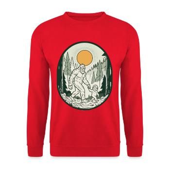 Père, fête des pères, Bigfoot, père et fils - Sweat-shirt Unisexe - rouge - Devant - Alina (178cm) & Michal (187cm)