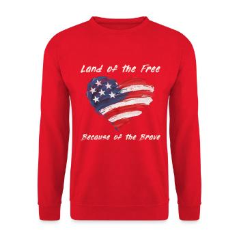 USA Herz - Terre de la liberté grâce aux Braves - Sweat-shirt Unisexe - rouge - Devant - Alina (178cm) & Michal (187cm)