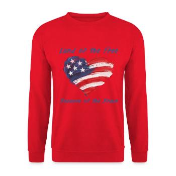 USA Herz - Terre de la liberté grâce aux Braves - Sweat-shirt Unisexe - rouge - Devant - Alina (178cm) & Michal (187cm)