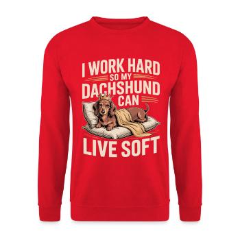 Dachshund King: Luxurious dog happiness - Unisex Sweatshirt - red - Front - Alina (178cm) & Michal (187cm)