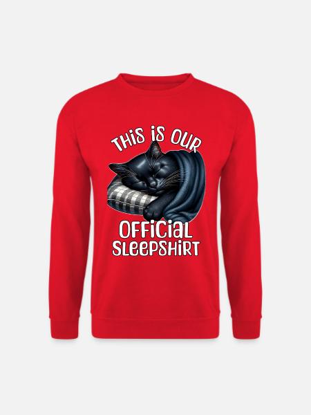 Schwarze Katze Schlafshirt - Unisex Pullover - Rot