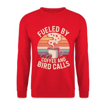 Kaffee und Vogelrufe Retro - Unisex Pullover - Rot - Vorne - Alina (178cm) & Michal (187cm)