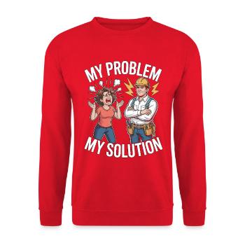 Master Electrician My Problem My Pictogram Dad Mom - Unisex Pullover - Rot - Vorne - Alina (178cm) & Michal (187cm)
