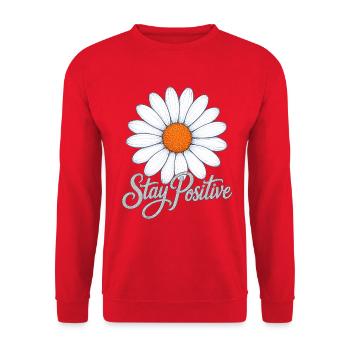 Daisy Flower Stay Positive Daisy Be Positive - Unisex Sweatshirt - red - Front - Alina (178cm) & Michal (187cm)