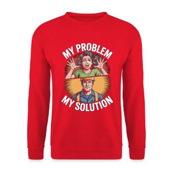 Électricien industriel mon problème : mon père pictogramme - Sweat-shirt Unisexe - rouge - Devant - Alina (178cm) & Michal (187cm)