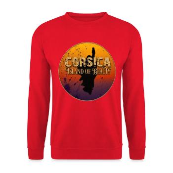 The Island of Corsica Retro Sunset Circle France - Unisex Sweatshirt - red - Front - Alina (178cm) & Michal (187cm)