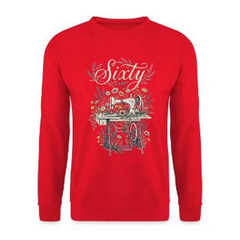 60th Birthday Sewing Machine Seamstress - Unisex Sweatshirt - red - Front - Alina (178cm) & Michal (187cm)