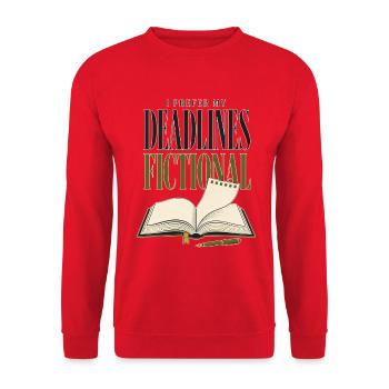 Je préfère mes délais fictionnel – humour de livre - Sweat-shirt Unisexe - rouge - Devant - Alina (178cm) & Michal (187cm)