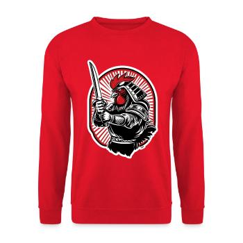 Rooster Samurai Warrior Armor - Unisex Sweatshirt - red - Front - Alina (178cm) & Michal (187cm)