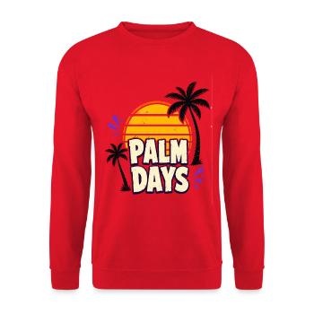 Palm Days – Couchers de soleil rétro et palmiers - Sweat-shirt Unisexe - rouge - Devant - Alina (178cm) & Michal (187cm)