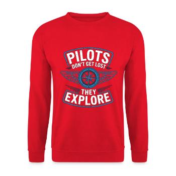 Private Pilot Don't Get Lost They Loves Aviation - Unisex Sweatshirt - red - Front - Alina (178cm) & Michal (187cm)