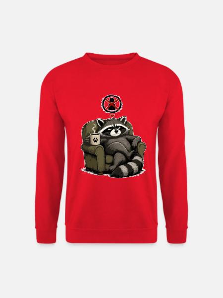 Kaffee liebender Waschbär im Sessel - Unisex Pullover - Rot