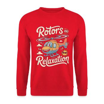 Private Pilot Rotors And Relaxation Aviation - Unisex Sweatshirt - red - Front - Alina (178cm) & Michal (187cm)