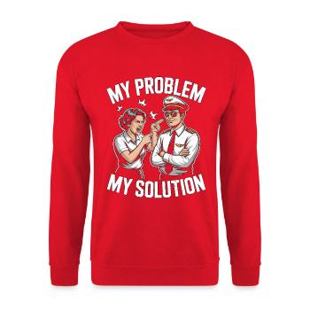 Private Pilot My Problem My Pictogram Dad Mom - Unisex Sweatshirt - red - Front - Alina (178cm) & Michal (187cm)