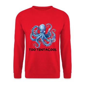 Poulpe aquarelle en bleu – Motif marin - Sweat-shirt Unisexe - rouge - Devant - Alina (178cm) & Michal (187cm)