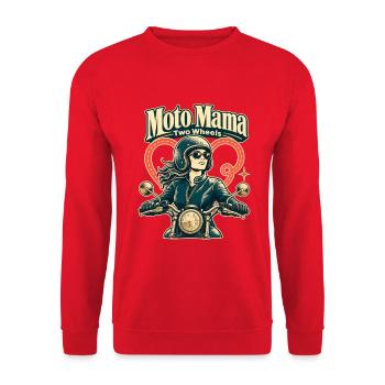 Moto Mama Two Wheels - Unisex Pullover - Rot - Vorne - Alina (178cm) & Michal (187cm)