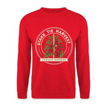 Tomatenzüchter Badge mit Rankhilfe - Unisex Pullover - Rot - Vorne - Alina (178cm) & Michal (187cm)