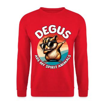 Lustige Degu Sprüche - Unisex Pullover - Rot - Vorne - Alina (178cm) & Michal (187cm)