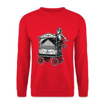 Orgue à baril vintage avec singe | Motif musical nostalgique - Sweat-shirt Unisexe - rouge - Devant - Alina (178cm) & Michal (187cm)