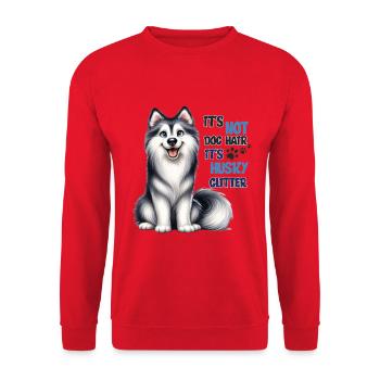 Husky-Glitzer-Lustiges Husky-Hundeliebhaber-Design-Merch - Unisex Pullover - Rot - Vorne - Alina (178cm) & Michal (187cm)