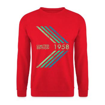 1958 Limited Edition Geburtstag Herren Damen Sport - Unisex Pullover - Rot - Vorne - Alina (178cm) & Michal (187cm)