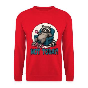 Lazy raccoon on coffee break - Unisex Sweatshirt - red - Front - Alina (178cm) & Michal (187cm)