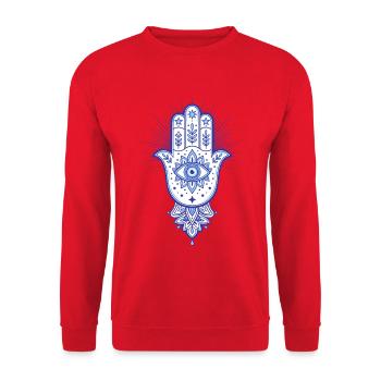 Spiritualität Heilige Geometrie Lotusblume Zen - Unisex Pullover - Rot - Vorne - Alina (178cm) & Michal (187cm)