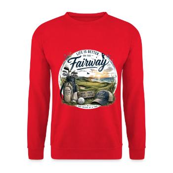 La vie est meilleure sur le fairway – Golf Gift Desi - Sweat-shirt Unisexe - rouge - Devant - Alina (178cm) & Michal (187cm)