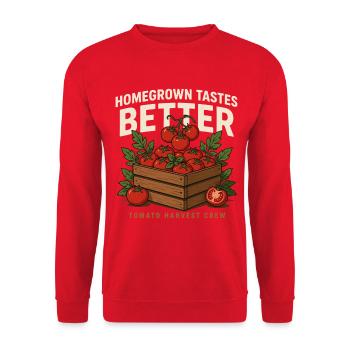 Homegrown Tomato Harvest Crew - Unisex Sweatshirt - red - Front - Alina (178cm) & Michal (187cm)