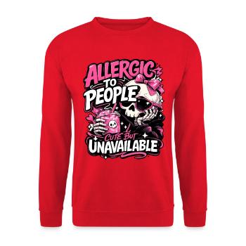 Allergic to People – cheeky skull saying - Unisex Sweatshirt - red - Front - Alina (178cm) & Michal (187cm)