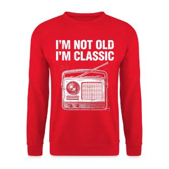 Not Old I'm Classic Radio - Unisex Pullover - Rot - Vorne - Alina (178cm) & Michal (187cm)