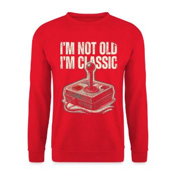 Nicht alt, einfach klassische Arcade - Unisex Pullover - Rot - Vorne - Alina (178cm) & Michal (187cm)