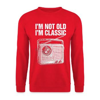 Nicht alt, ich bin Klassiker: Vintage Radio - Unisex Pullover - Rot - Vorne - Alina (178cm) & Michal (187cm)